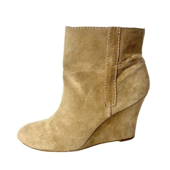 Nine West Women's Gottarun Wedge Leather Suede Light Brown Taupe Boots Size 9 - Picture 2 of 10